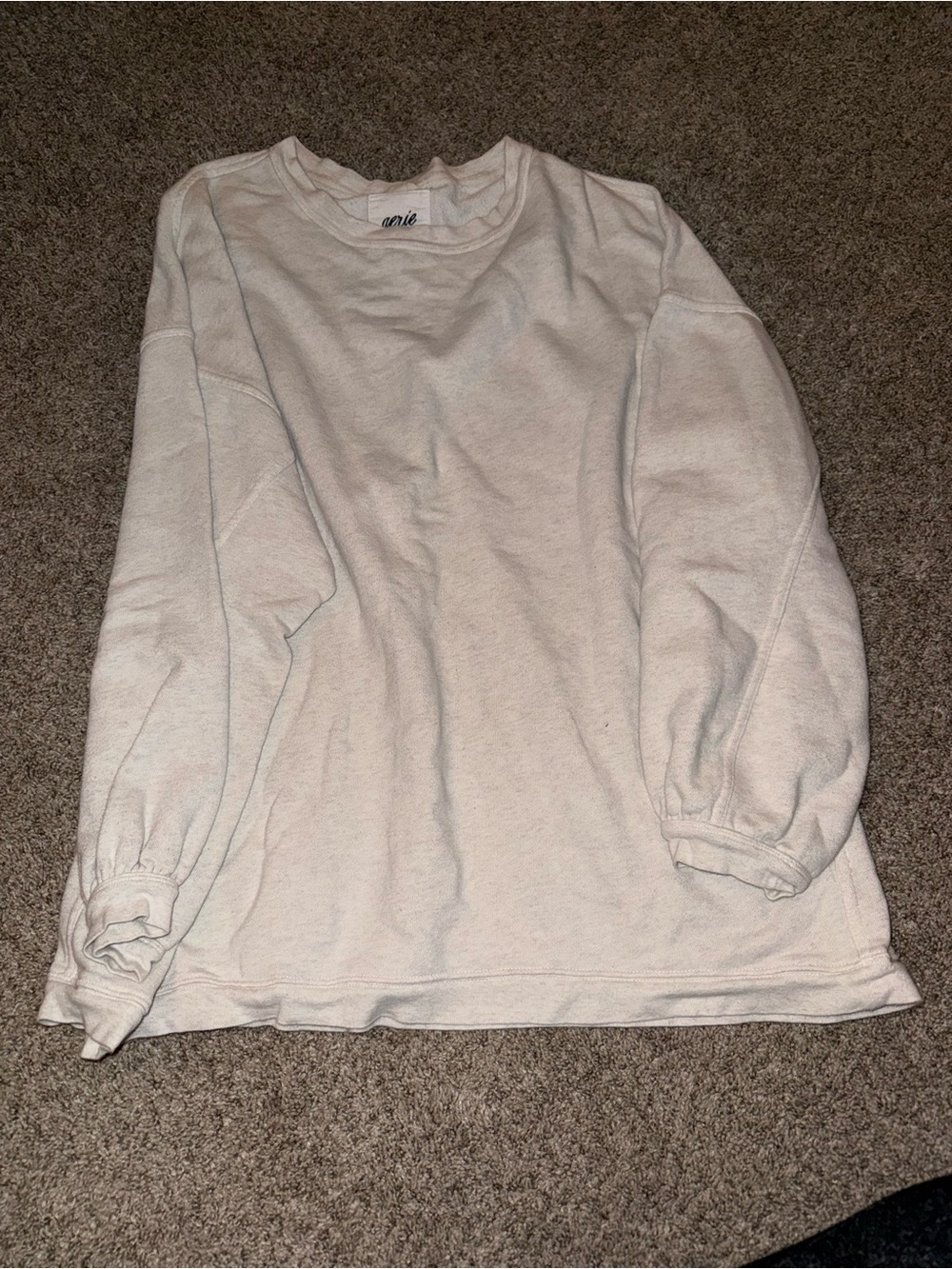 aerie Off-White Textured Crewneck Sweatshirt